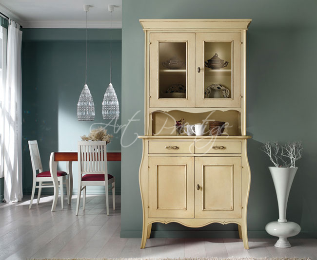 Art.3090/A Sideboard and ivory display cabinet