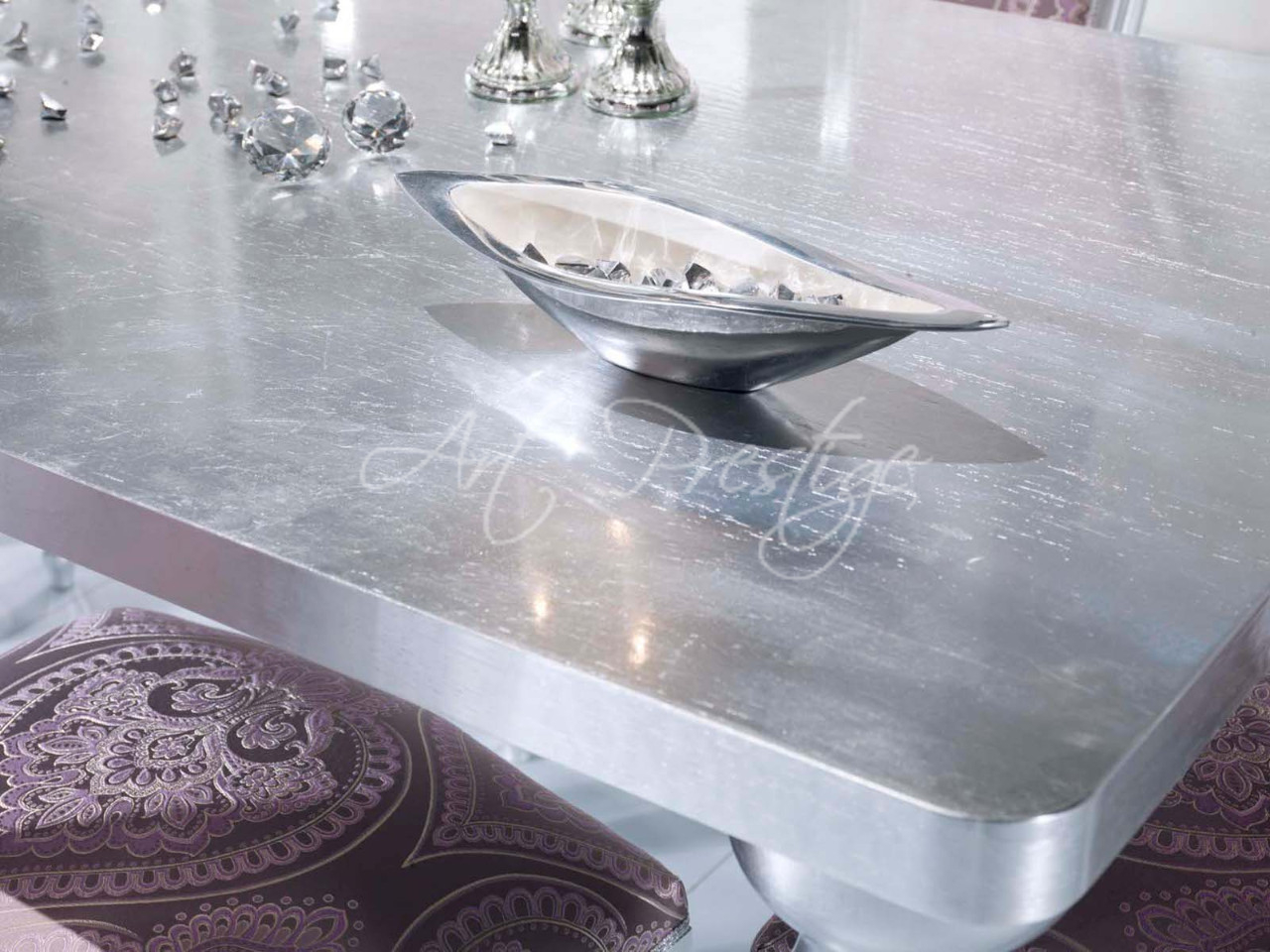 Art.3270/T Tavolo argento gambe goccia - Art Prestige – Luxury Furniture