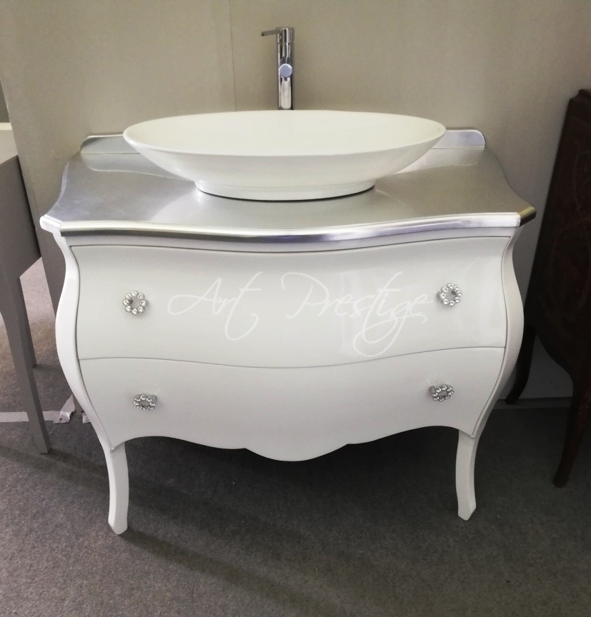 Mobile bagno laccato bianco, swarovski - Art Prestige – Luxury Furniture