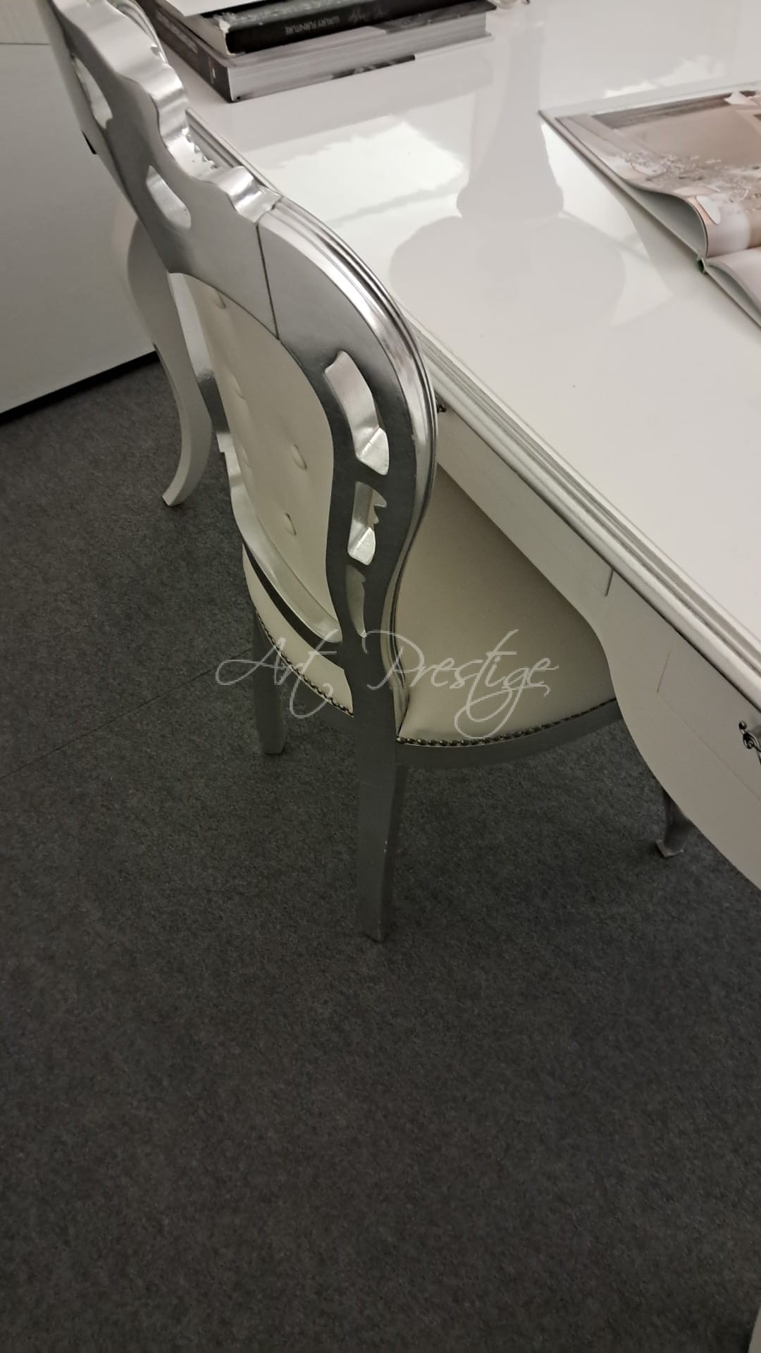 Sedia barocca foglia argento con Swarovski - immagine 4