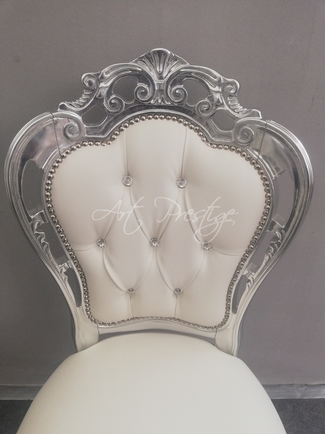 Sedia barocca foglia argento con Swarovski - immagine 2