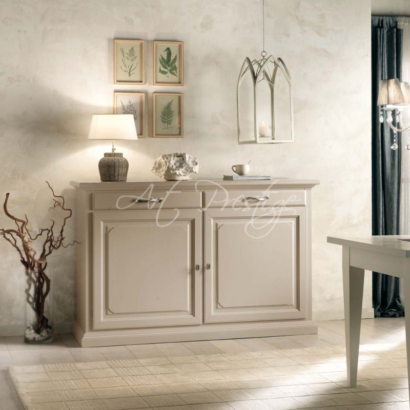 Julian Bowen Credenza Murano Nero Opaco – 2 Ante E 2 Cassetti – Design Scultoreo Con Accenti Oro