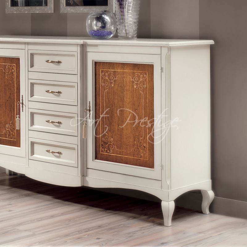Art.H608 Credenza 2 porte intarsi floreali - immagine 3