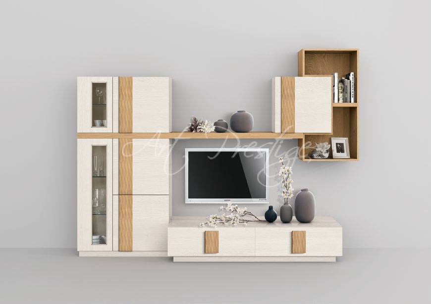 Art.7169 Lacquered TV wall with inserts