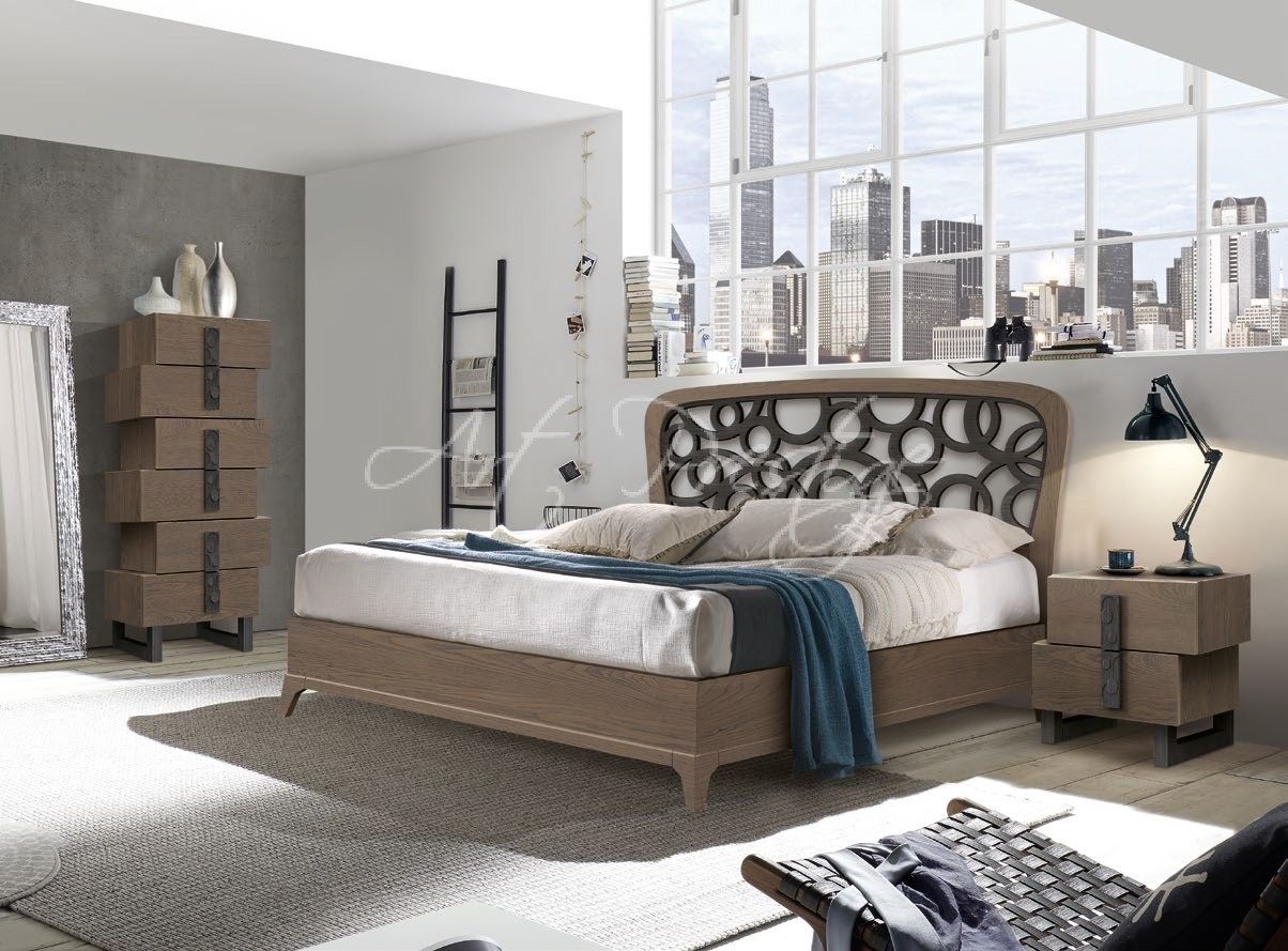 Art.7313/160 Letto finitura creta con intagli