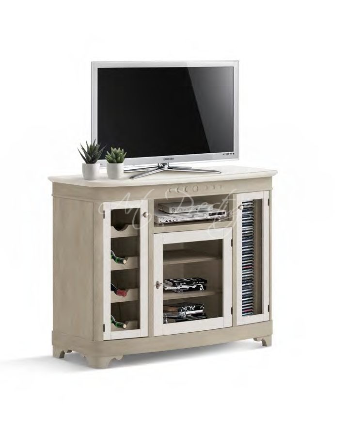 Art.457/GS Shabby TV stand with 3 glass doors