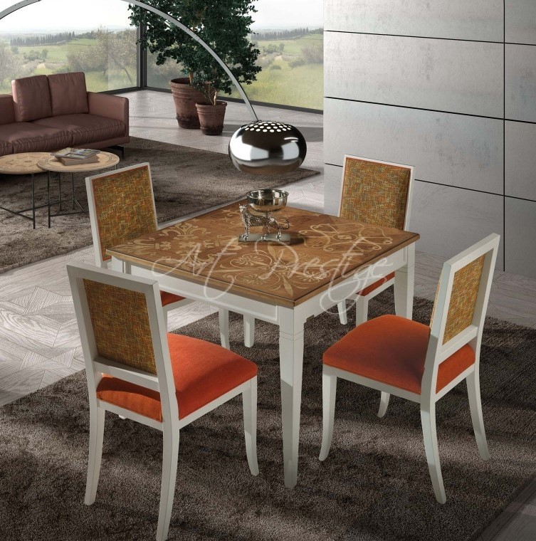 Art.H8190 Tavolo piano intarsiato Re Artu'