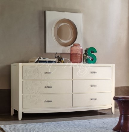 Art.2049/TF Como' contemporaneo 6 cassetti con decoro in rilievo