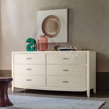 Art.2049/TF Como' contemporaneo 6 cassetti con decoro in rilievo - immagine 2