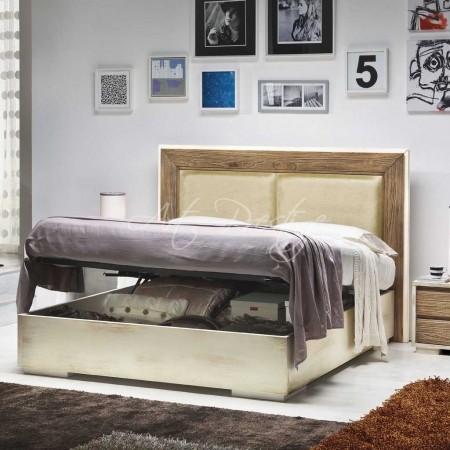 Art.3224/A Double bed with padded headboard and container