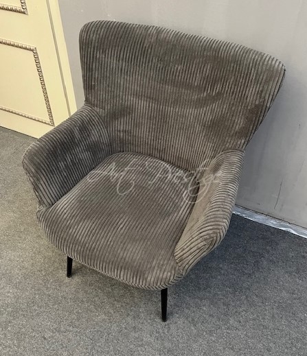 Armchair with gray velvet and black legs - Image 2