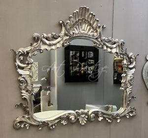 Specchiera intagliata foglia argento