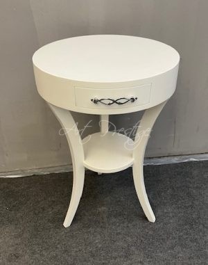 Tavolino rotondo con maniglia cromata