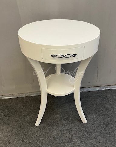 Round coffee table with chrome handle