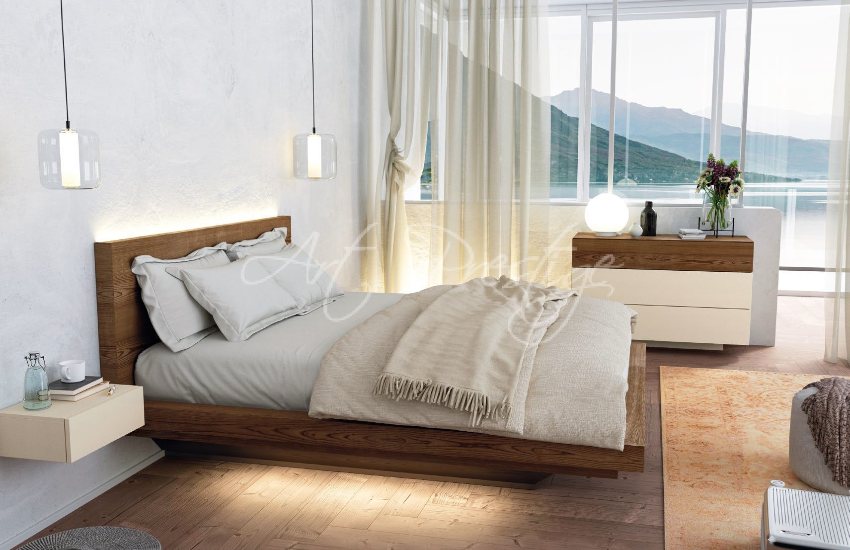 Art.1401T/V Nova fly bed in tobacco-coloured solid wood