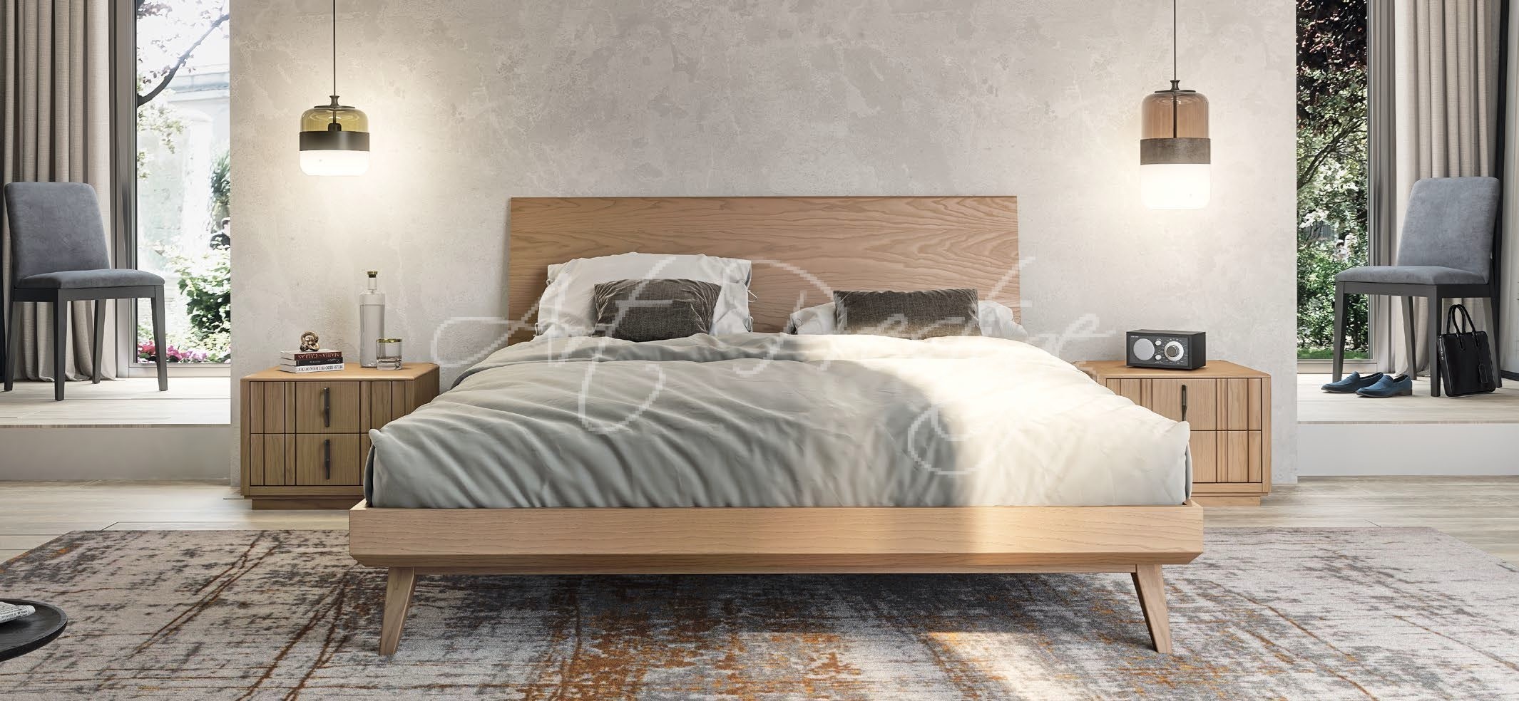 Art.1308T Nova concept bed in biscuit or clay colored wood - Image 4