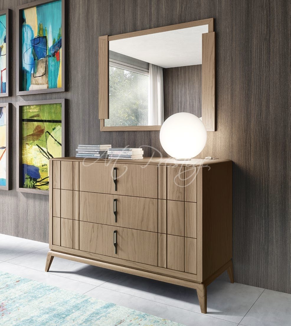 Art.1301T/P Comò e Specchiera Nova linea in legno color terra