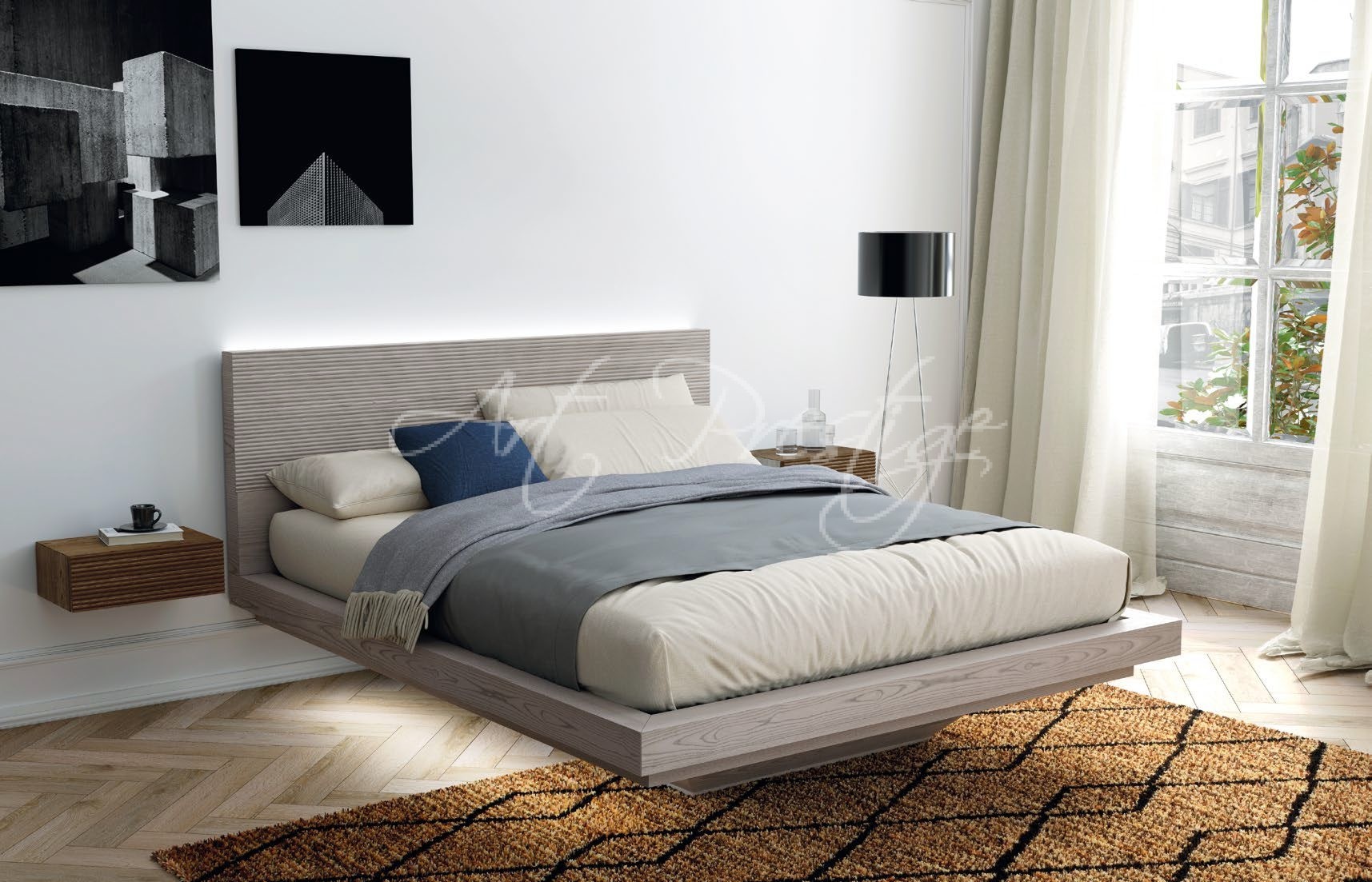 Art.1401T/VC Letto Nova fly in legno massello color grigio cenere - immagine 2